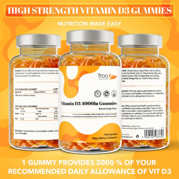 Picture of Vitamin D3 4000iu - Orange Flavour Gummies - High Strength