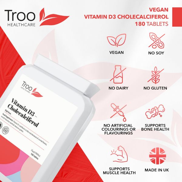 Picture of Vitamin D3 25mcg 1000iu 180 Vegan Tablets
