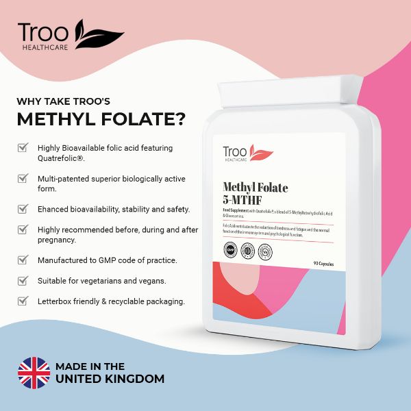 Picture of Folic Acid Methyl Folate Quatrefolic 600ug 90 Capsules